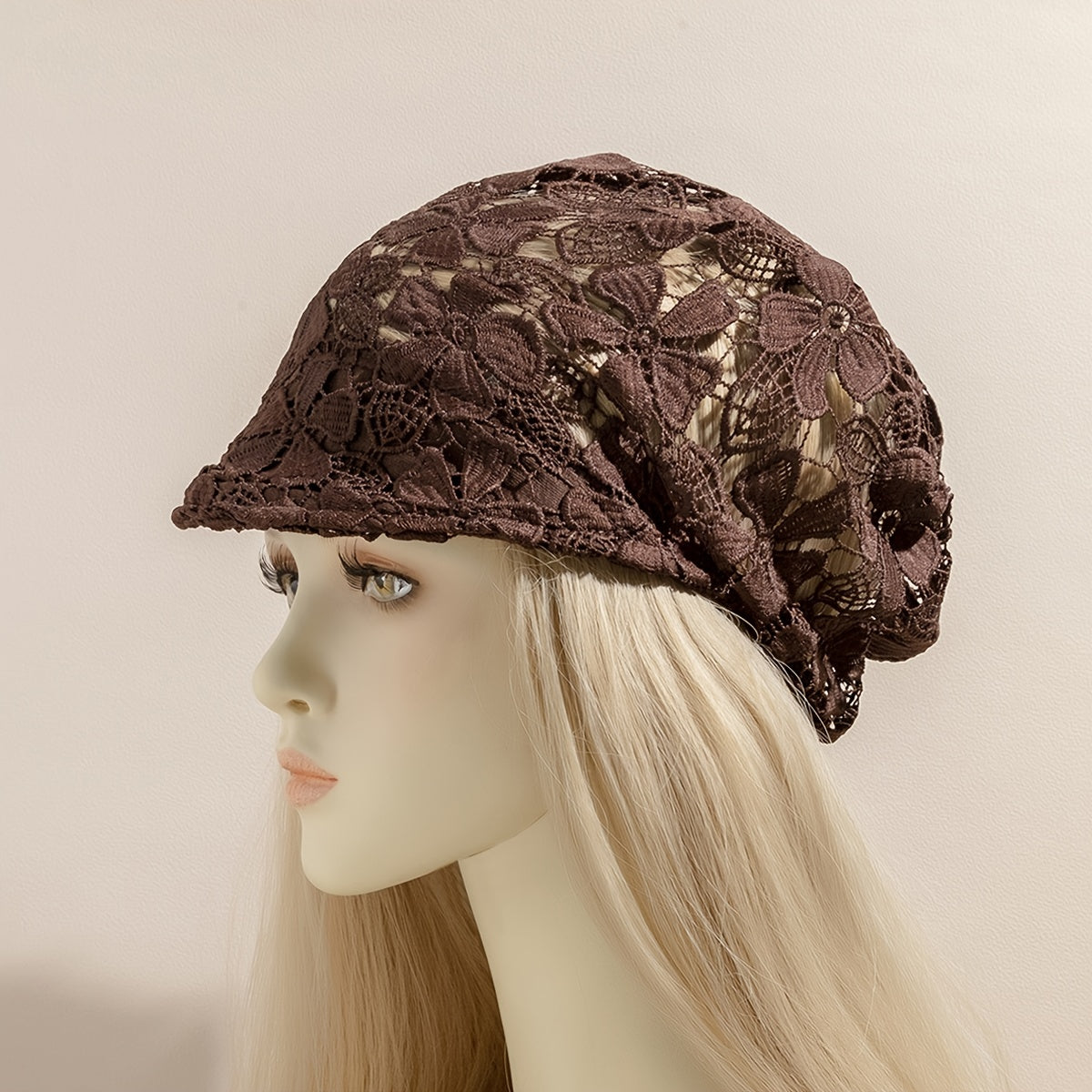 Lace Flower Soft Turban Hat Vintage Heap Hat Elastic Cap