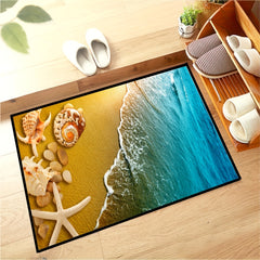 Ocean Style Crystal Velvet Carpet Non Slip Sea Star Shells Living Room Mat