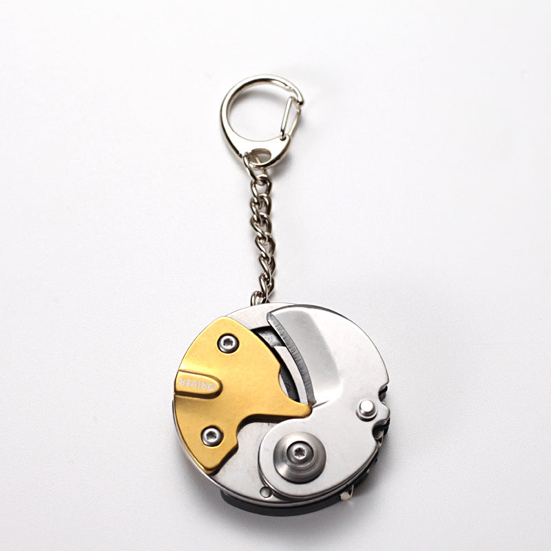 Men's Stainless Steel Keychain with Coin Holder