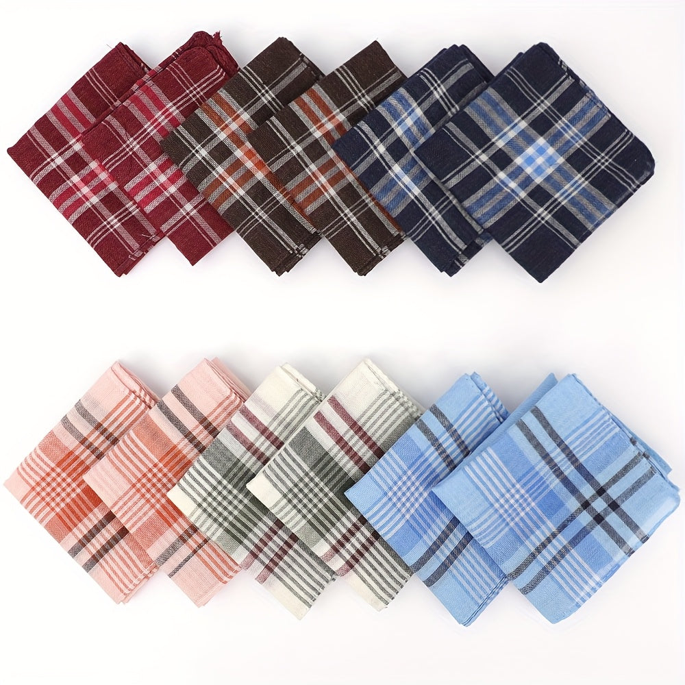 Men's 12 Pack Soft Hankies with Stripe Pocket Square Towel