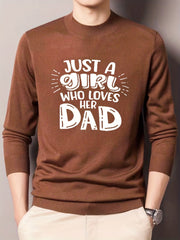 Dad's Girl Knitted Sweater Men's Casual Warm Crew Neck Pullover