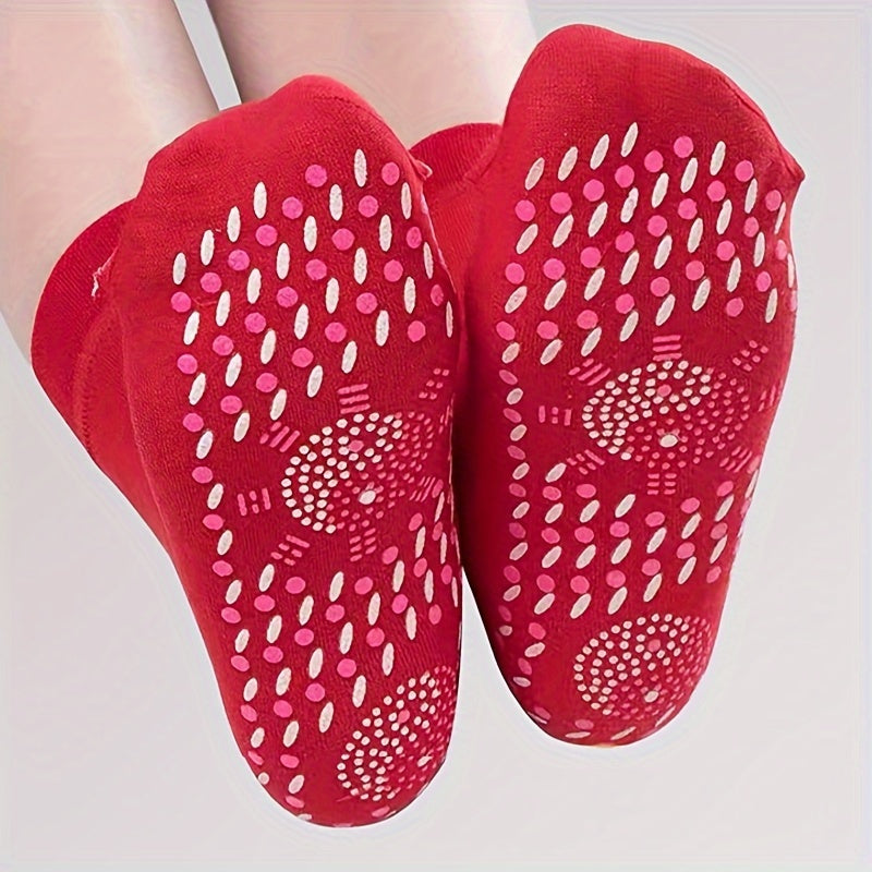 3 Pairs Washable Thermal Socks Massage Footbed Anti-odor One Size 35
