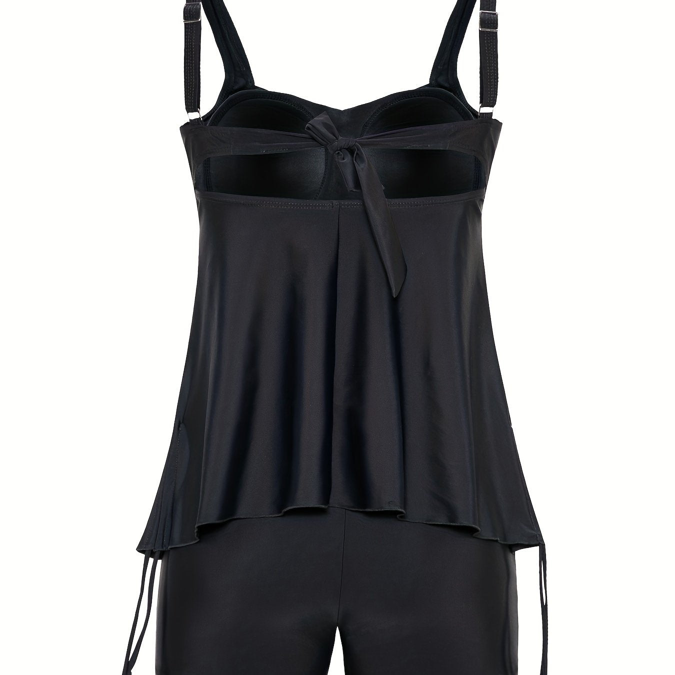Solid Ruched Front Tankini Set