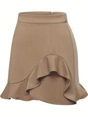 Elastic Ruffle Trim Skirt for Spring & Summer Women's Clothing