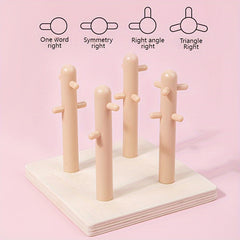 Wooden Geometric Shape Sorter Puzzle with Stacking Rings