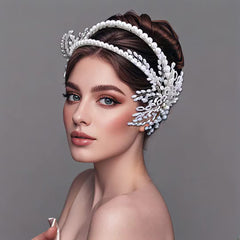 Handcrafted Pearl & Beaded Bridal Headband Wedding Hair Accessory