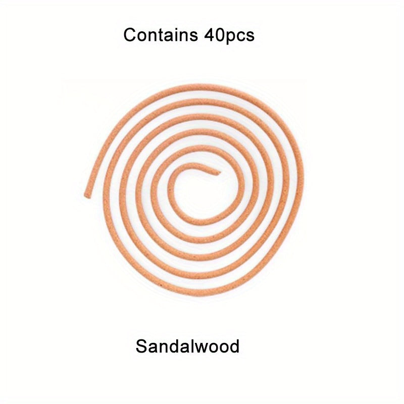40pcs Natural Sandalwood Coil Incense for Mosquito Repellent