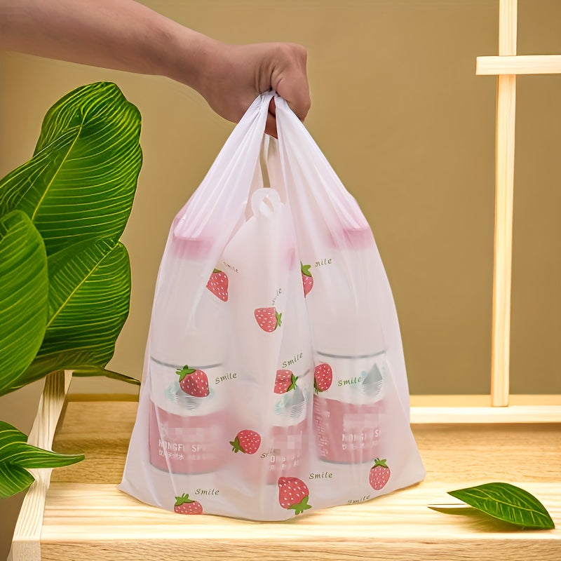 20pcs Strawberry Print Shirt Bags with Handles