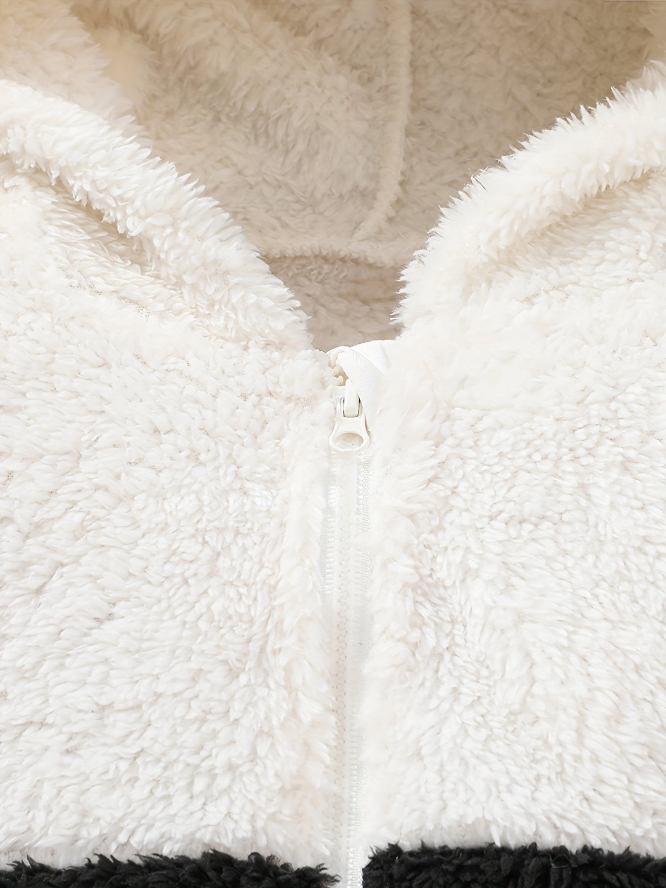 Boy's Hooded Jacket Contrast Zip Up Coat Top Child's Furry Thermal