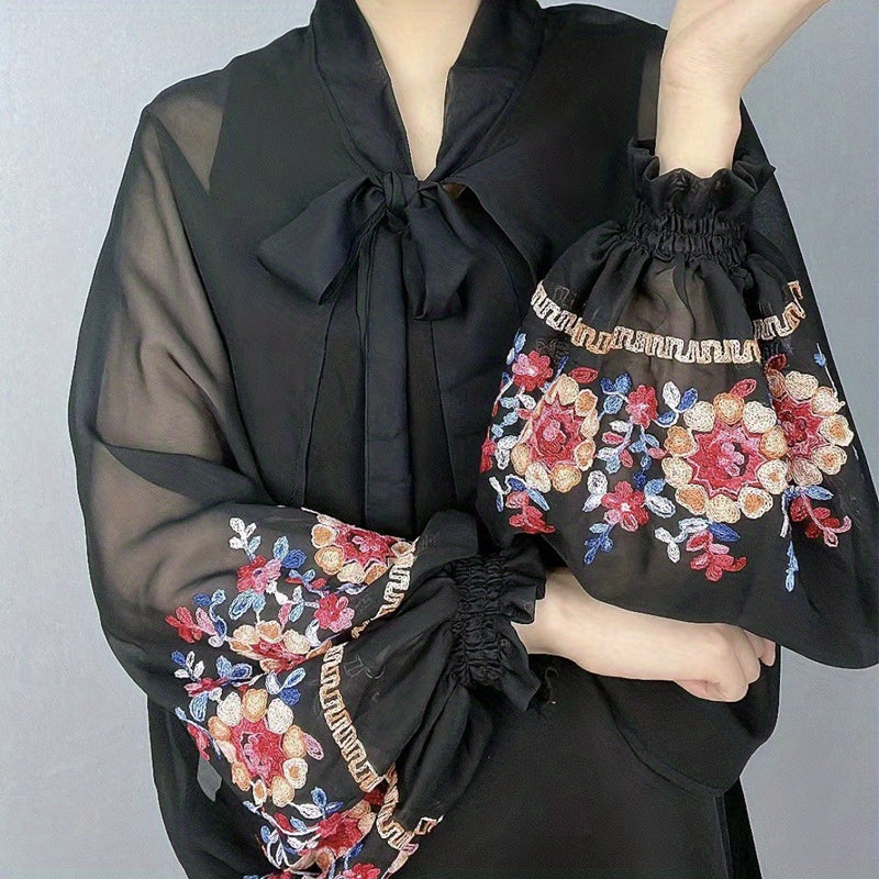 Chiffon Embroidered Sun Proof Shawl Ice Women Scarf Spring & Summer Shade Wrap