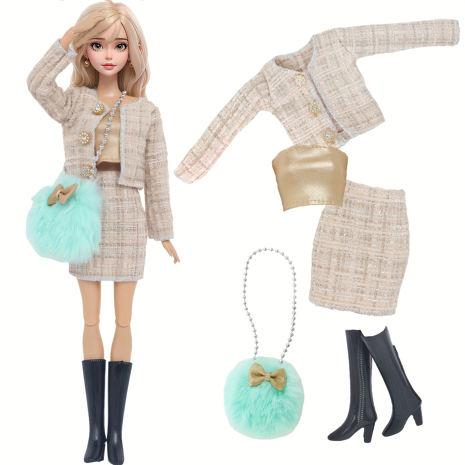 5pcs Doll Clothes Accessories Set for 11 8 Inch Girl Doll 1 6 Dollhouse Toy