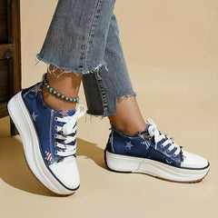 Women's Platform Canvas Lace Up Outdoor Shoes