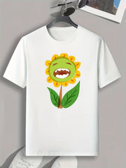 Sunflower Print Men's Graphic T-shirt for Summer
