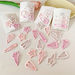 3pcs Y2k Gradient Pink Hairpin Heart and Star Hair Clips for Girls