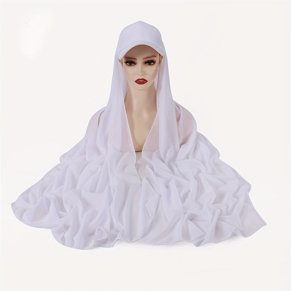 Chiffon Scarf Baseball Cap 2 Piece Set Breathable Sun Proof Hat