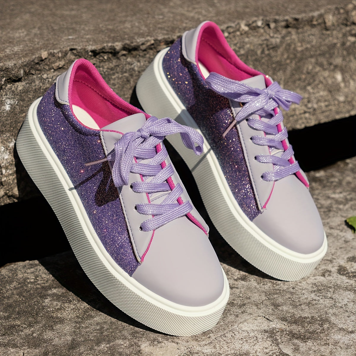 Sequin Thick Bottom Casual Sneakers Non slip Sport Shoes