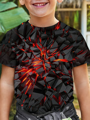 Boys' 3D Geometry Graphic T Shirt for Summer Outdoor Activities