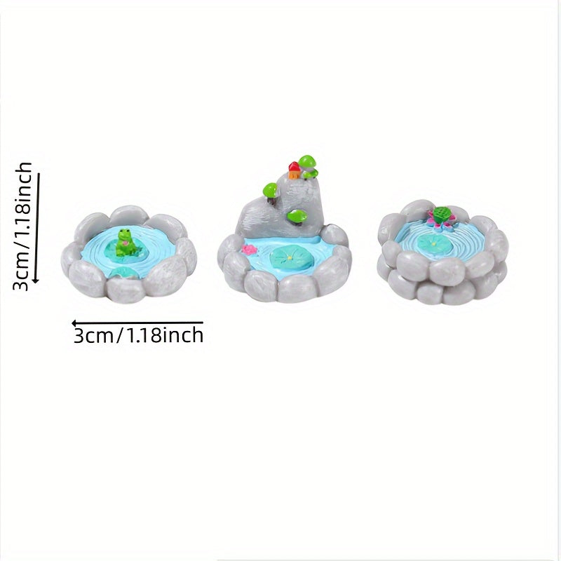 3pcs Christmas Mini Water Pool Pond Deco for Fairy Garden Mini Landscape