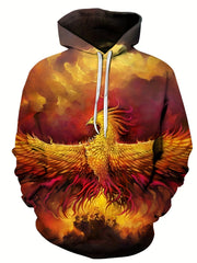 Men's 3D Phoenix Graphic Hoodie Stretchable Breathable Sweatshirt