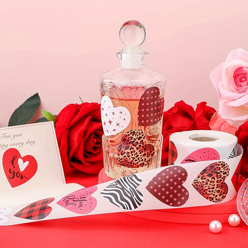 500pcs Love Stickers Roll - 8 Patterns Sealing Sticker Self-adhesive Label