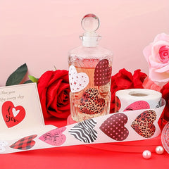 500pcs Love Stickers Roll - 8 Patterns Sealing Sticker Self-adhesive Label