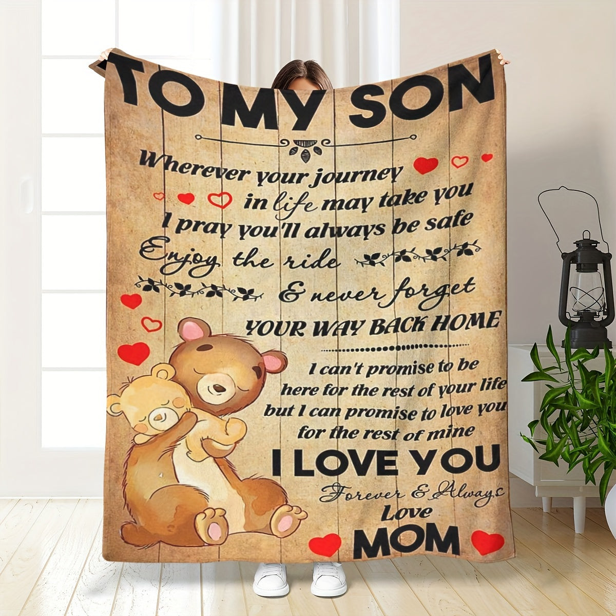 To My Son Printed Blanket - Home & Outdoor Travel