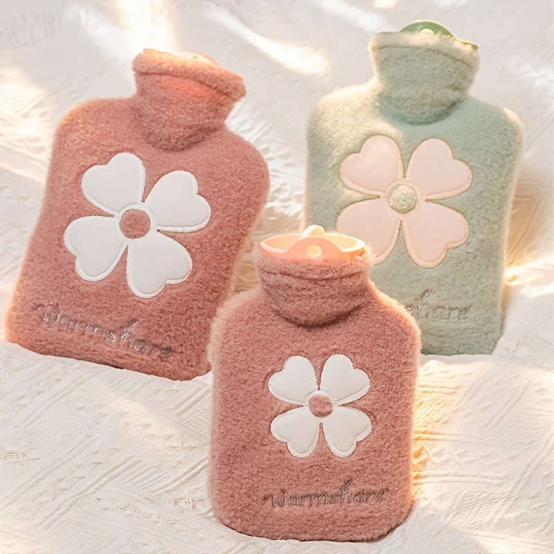 1pc Hot Water Bag Soft Cover Hand Warmer 17.63oz Winter Camping Travel Gift