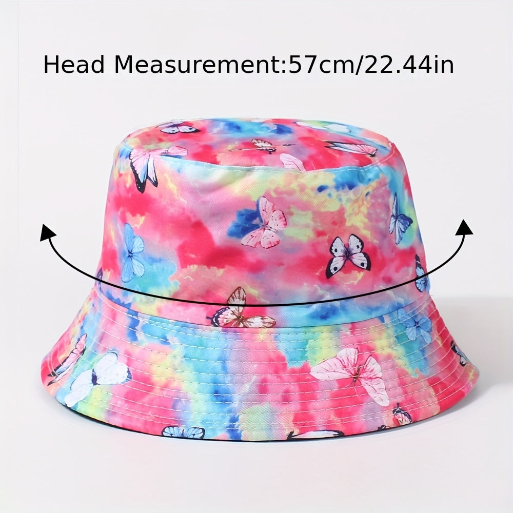 Butterfly Flag Print Reversible Bucket Hat Lightweight Fisherman Cap