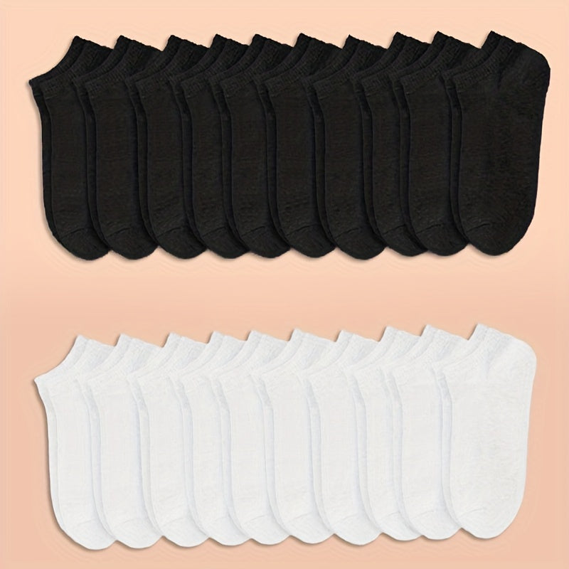10 Pairs Unisex Solid Ankle Socks Soft Lightweight Stockings