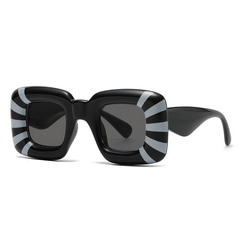 Striped Square Sunglasses UV400 for Beach Party Club