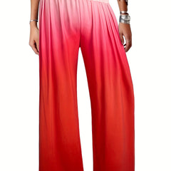 Gradient Wide Leg Pants Elastic Waist Women's Clothing