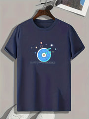 Music Pattern Print Men's Graphic T-shirt for Summer