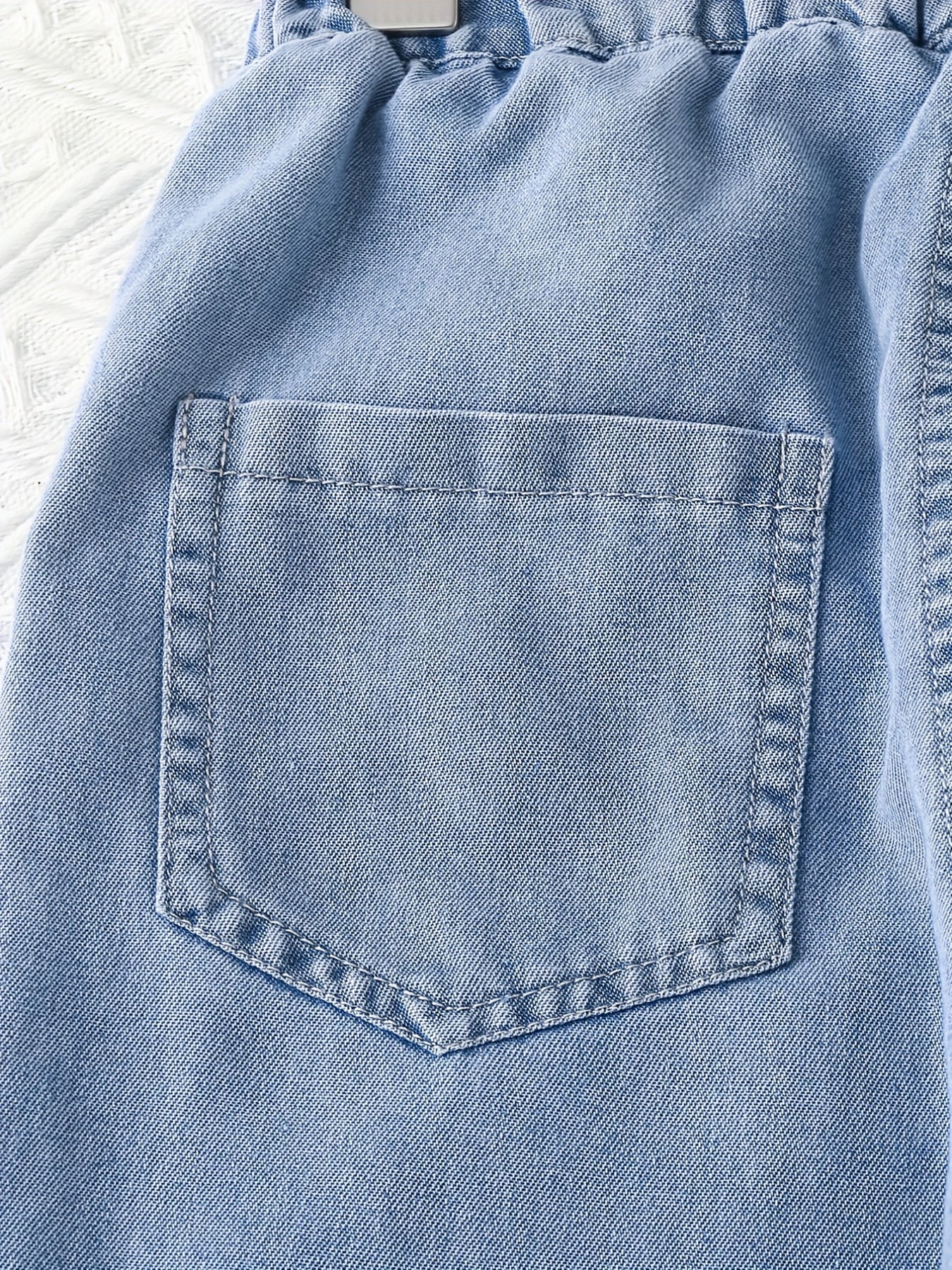 Girls Wide Leg Denim Pants with Pockets
