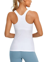 Women's High Neck Tank Top with Bra Racerback