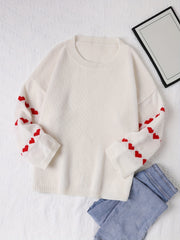 Heart Print Sweater Women's Long Sleeve Jumper