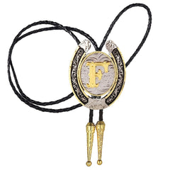 Western Cowboy Zinc Alloy BOLO Tie Natural Letter F Tie