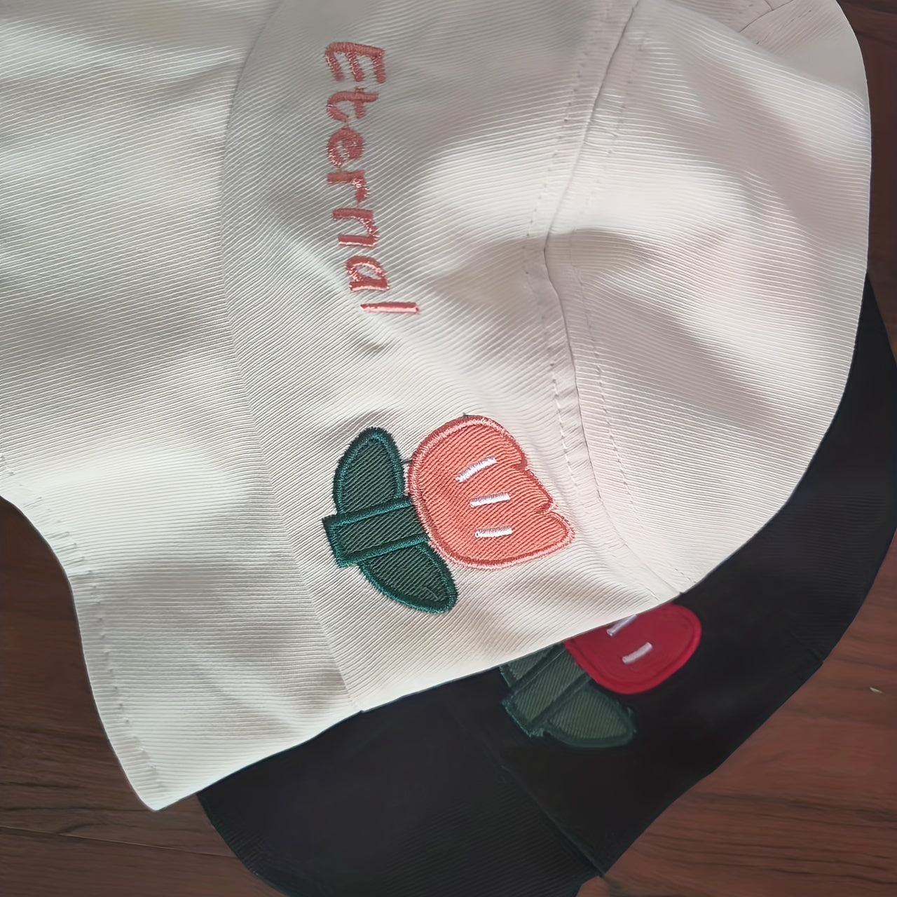 Tulip Embroidery Cartoon Bucket Hat for Women