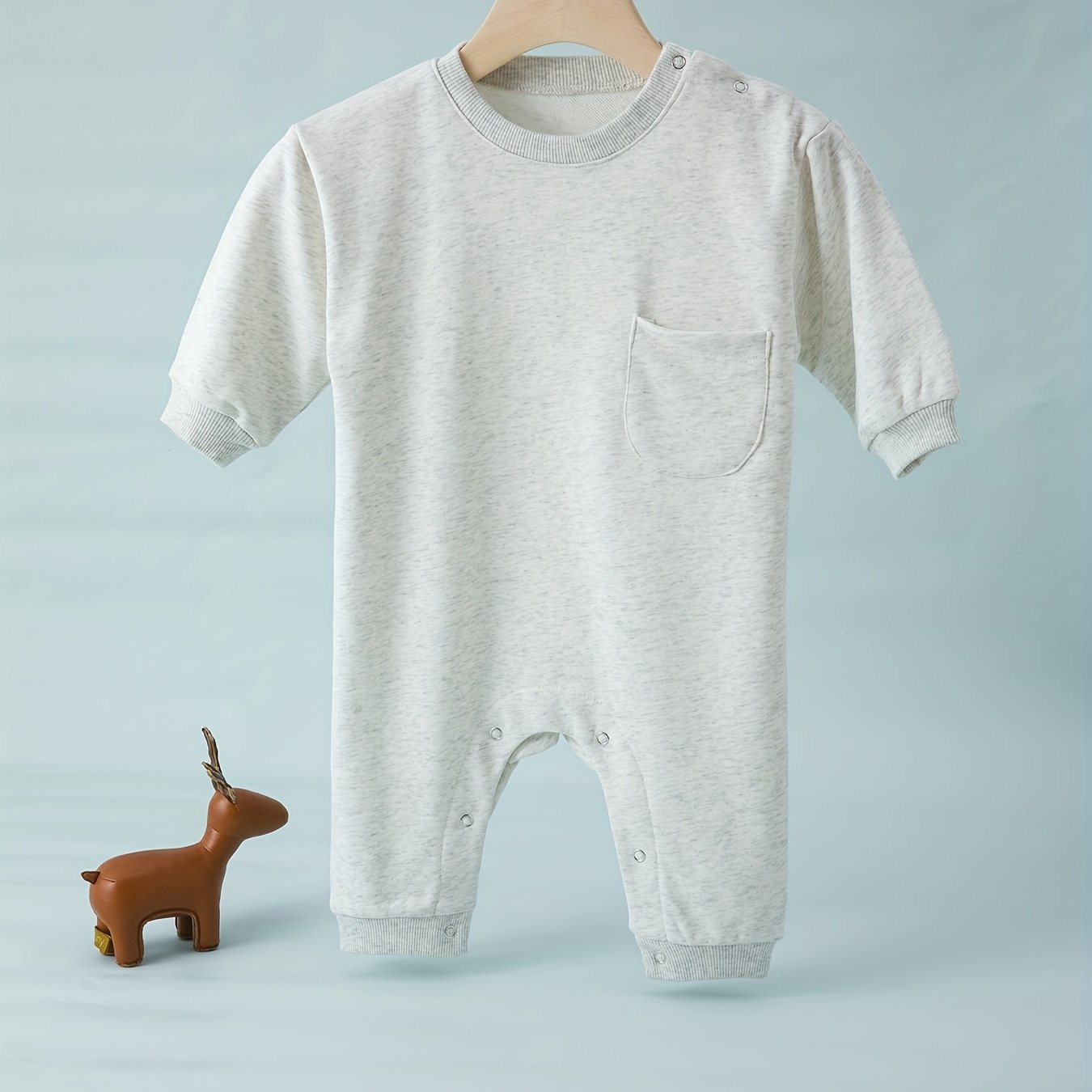 Baby Autumn Long Sleeve Pocket Jumpsuit Cotton Romper