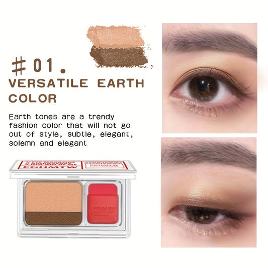 Pearly Two Tone Eyeshadow Palette Fast Makeup Durable Waterproof Gradient
