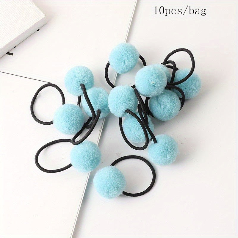 10pcs Plush Ball Hair Bands Ponytail Holders Hair Accessories for Baby Girls