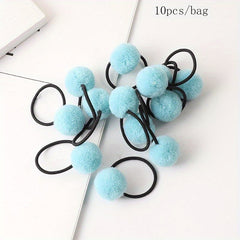 10pcs Plush Ball Hair Bands Ponytail Holders Hair Accessories for Baby Girls