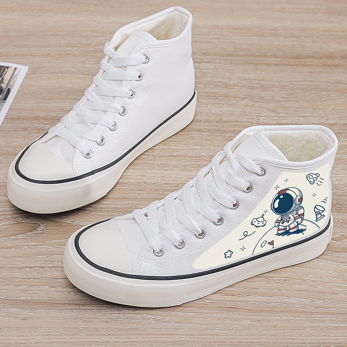 Astronaut Plush Lined Thermal Chunky Canvas Sneakers