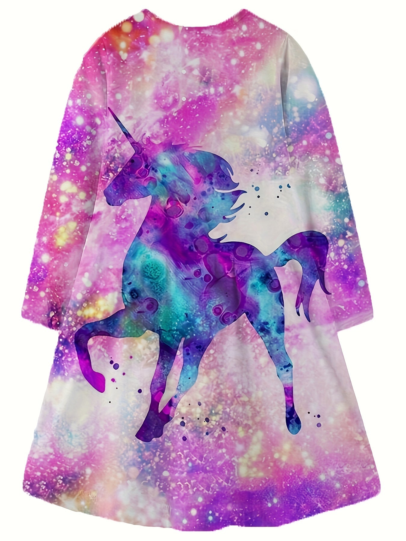 Dreamy Tie Dye Unicorn Long Sleeve Dress