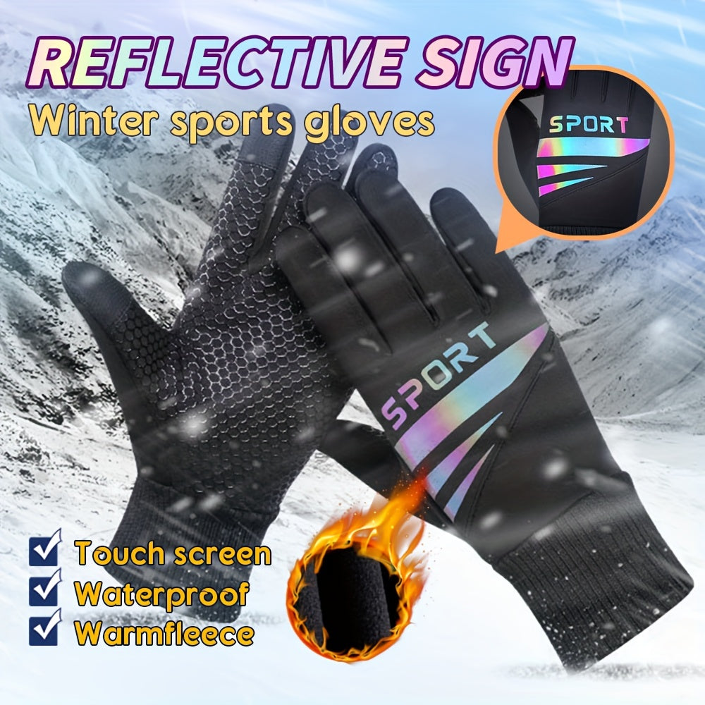 Winter Fleece Lined Warm Gloves For Women Men Anti Slip Waterproof Gloves