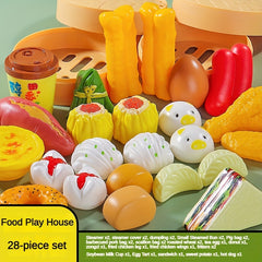Kids Kitchen Toy Set Snacks, Steamed Buns, Breakfast, Hamburger, Fruit, Pizza