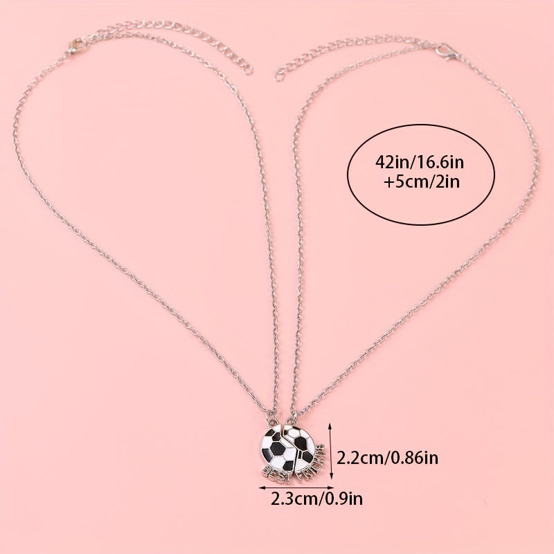 2pcs Cartoon Soccer BFF Pendant Necklace Gift for Girls Friends