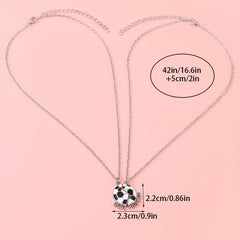 2pcs Cartoon Soccer BFF Pendant Necklace Gift for Girls Friends