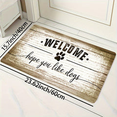 Cat Paw Kitchen Mat English Letter Wood Grain Welcome Door Rug Washable Carpet
