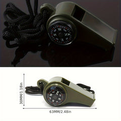 3-in-1 Emergency Whistle with Compass Thermometer