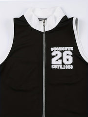 Y2K Sexy Crop Zip Up Tank Top